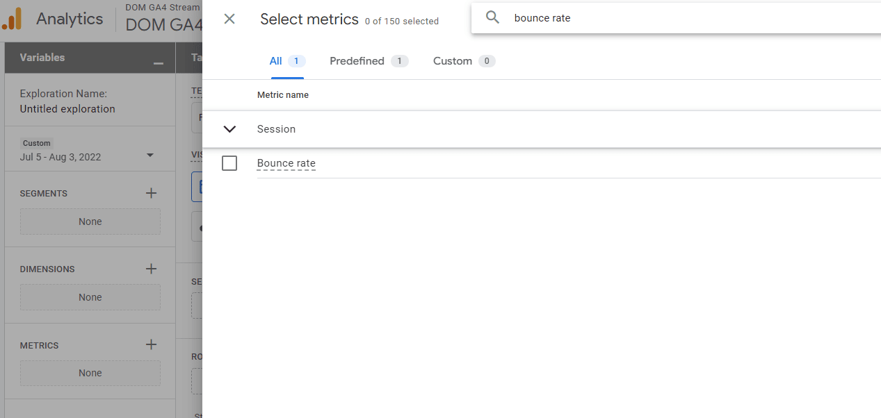 bounce rate ga4