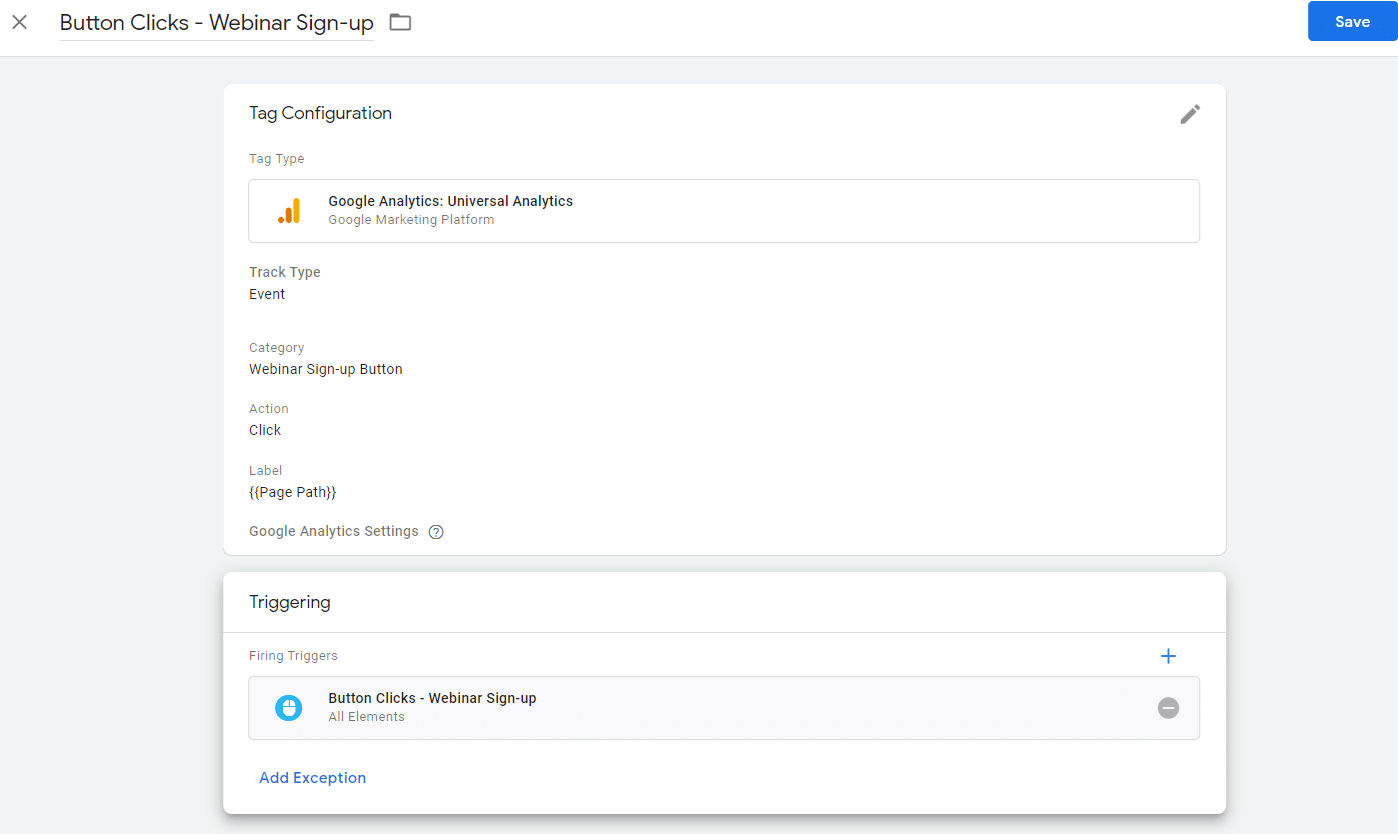 button tracking with google tag manager and google analytics