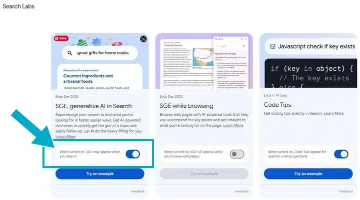 Google SGE AI in search